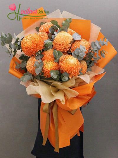 Bó hoa cúc mẫu đơn cam - Hạt nắng lung linh