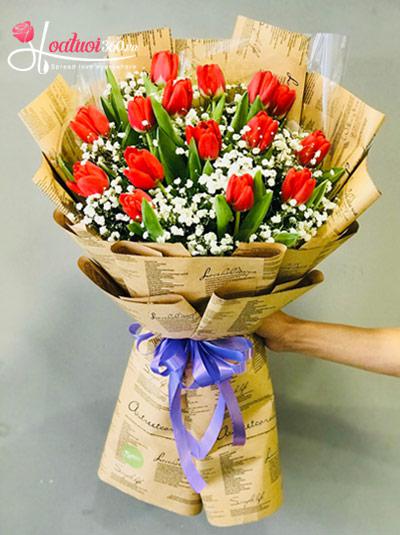 Bó hoa tulip đỏ - Trái tim cho em