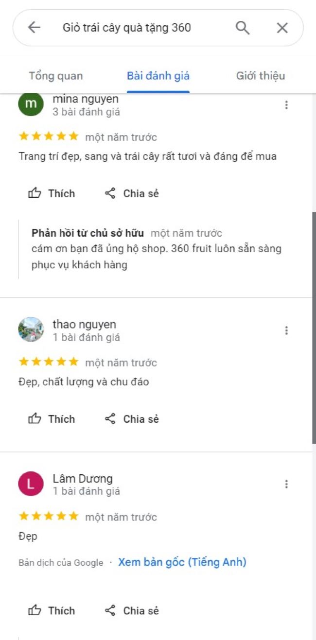 Đánh giá của khách hàng về giỏ trái cây kèm hoa