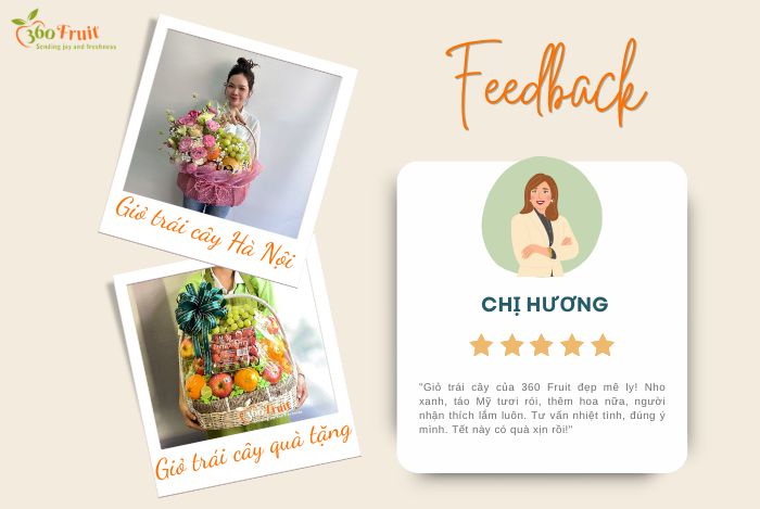 Feedback 5 sao của khách hàng đặt giỏ trái cây Hà Nội