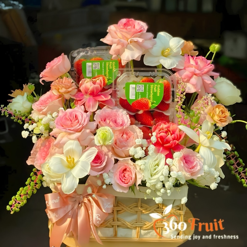 giỏ trái cây tri ân ngày 21/6 chất liệu mây đan