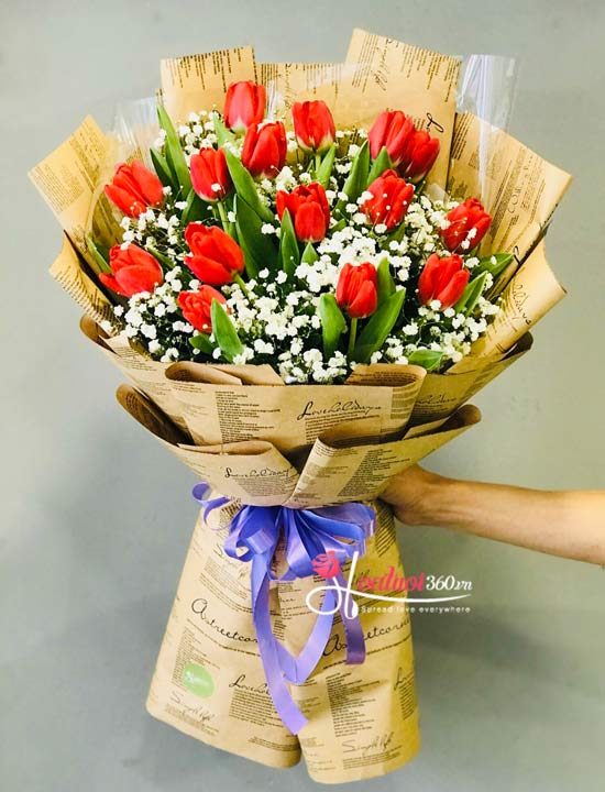 Bó hoa tulip đỏ - Trái tim cho em